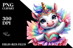 Colorful Baby Unicorn in Mazurka Dancer&#039;s Costume PNG Product Image 1