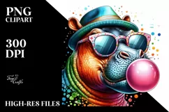 Quirky Hippo Portrait Drawing | Sublimation | Clipart Product Image 3