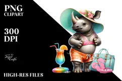 Rhino in Beachwear, Transparent PNG Product Image 2