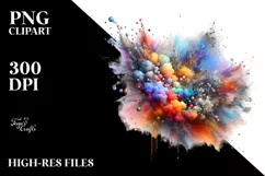 Colorful Watercolor Particles Metalic Drips Product Image 3