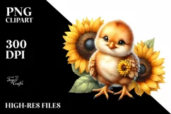 Detailed Baby Chicken Sunflower Scene | Sublimation | Product Image 3