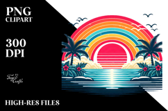Retro Tropical Rainbow Sunset PNG Product Image 2