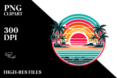 Retro Tropical Rainbow Sunset PNG Product Image 2