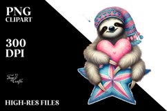 Colorful Sloth on Star, PNG Product Image 2