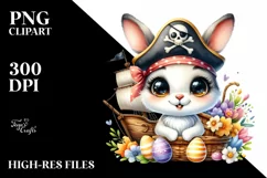 Easter Pirate Bunny Egg Flower, Clipart |T-shirt, Mug PNG Product Image 8