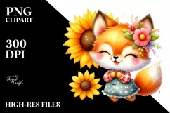 Colorful Smiling Baby Fox with Sun Flowers | Sublimation | Product Image 3