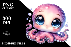 Cute Baby Octopus with Party Hat, Transparent PNG Product Image 2