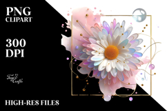 Abstract Pastel Daisy with Golden Insertions PNG Product Image 2