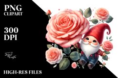 Falling Gnome with Rose PNG Product Image 2