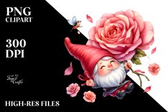 Falling Gnome with Rose PNG Product Image 2