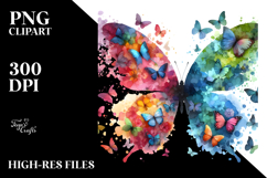 Colorful Butterfly Flower Painting, PNG Product Image 2