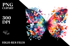 Colorful Butterfly Flower Painting, PNG Product Image 2