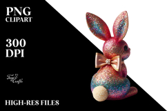 Colorful Vintage Bunny Sitting, PNG Product Image 2