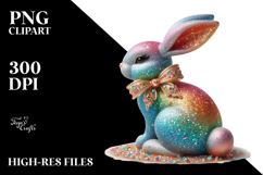 Colorful Bunny Sitting PNG Product Image 2