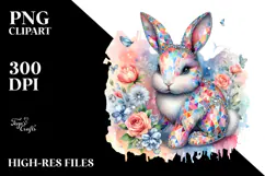Colorful Pastel Bunny Made of Diamonds PNG Product Image 2