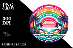 Retro Tropical Rainbow Sunset PNG Product Image 2