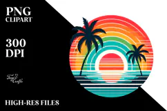 Retro Tropical Rainbow Sunset PNG Product Image 2
