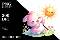 Cute Baby Bunny Playing in Sun | Clipart Product Image 1