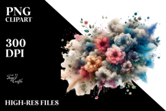 Colorful Grungy Flower Painting, PNG Product Image 2