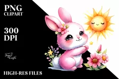 Cute Baby Bunny Playing in Sun | Clipart Product Image 3