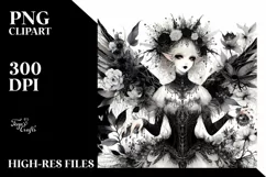 Detailed Watercolor Gothic Fairy | Clipart Product Image 3