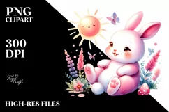 Cute Baby Bunny Playing in Sun | Clipart Product Image 1