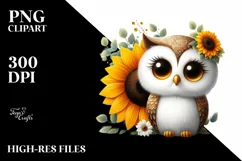 Cute Owl with Sunflower Wreath, Transparent PNG Product Image 3
