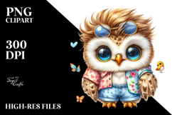 Cute Baby Owl with Cool Haircut PNG Product Image 2