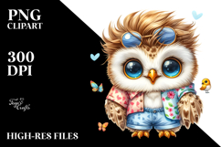 Cute Baby Owl with Cool Haircut PNG Product Image 2