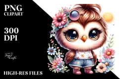 Cute Baby Owl with Cool Haircut PNG Product Image 2