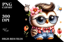 Energetic Baby Owl with Cool Haircut PNG Product Image 2