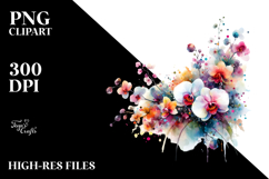 Colorful Watercolor Orchid PNG Product Image 2