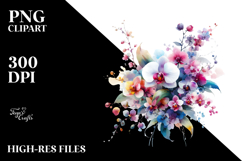 Colorful Watercolor Orchid PNG Product Image 2