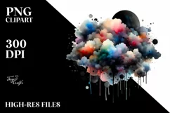 Colorful Black Watercolor Drips Product Image 1