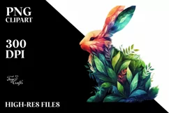Abstract Vibrant Watercolor Rabbit, Transparent PNG Product Image 3