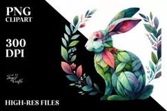 Abstract Vibrant Watercolor Rabbit, Transparent PNG Product Image 1