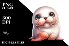 Cute Baby Walrus with Big Eyes PNG Product Image 2