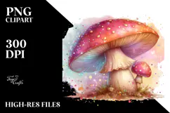 Glossy Mushroom Watercolor Splash PNG Product Image 2