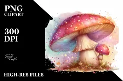 Glossy Mushroom Watercolor Splash PNG Product Image 1