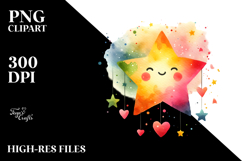 Simple Smiling Star with Hearts PNG Product Image 2