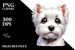 West Highland White Terrier with Fishing Road | Clipart Product Image 1