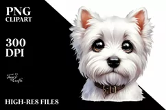 West Highland White Terrier with Fishing Road | Clipart Product Image 1