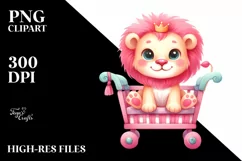 Colorful Cute Baby Lion Sitting on Cradle | Clipart Product Image 1