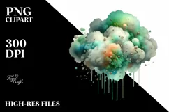 Colorful Greenish Watercolor Cloud with Metallic Insertions Product Image 1