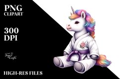 Colorful Baby Unicorn in Martial Artist Gi PNG Product Image 3