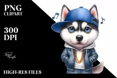 Watercolor Siberian Husky Hip Hop Singer Product Image 1