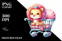 Cute Baby Lion Sitting on Cradle | Clipart Product Image 1