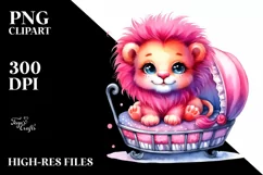 Cute Baby Lion Sitting on Cradle | Clipart Product Image 3