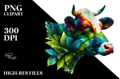 Vibrant Watercolor Cow, Transparent PNG Product Image 2