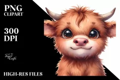 Baby Face Highland Cow, Funny Expression PNG Product Image 1